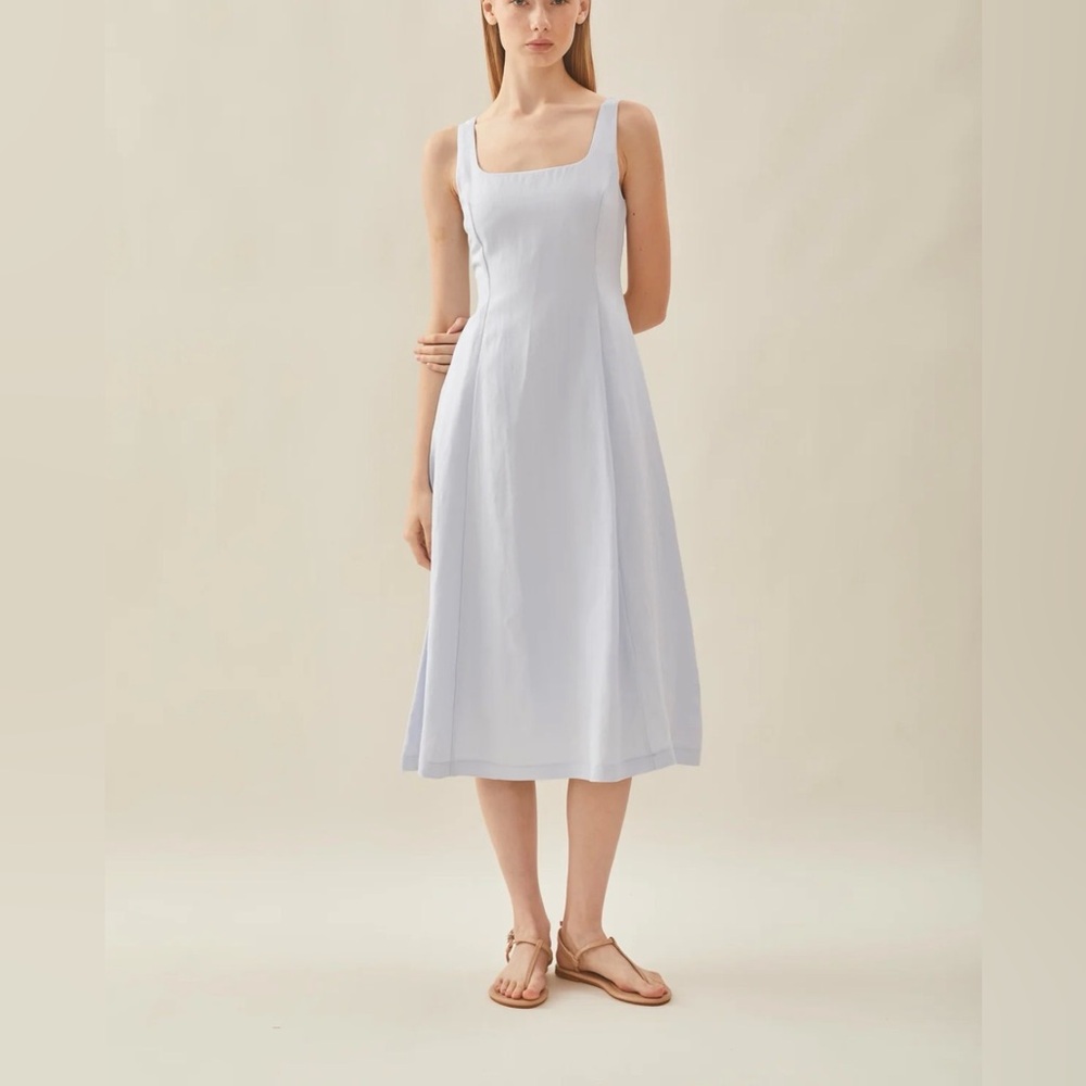 JOIE SCOOP NECK FLARE DRESS IN MIST BLUE. Women’s 10. - Picture 1 of 6